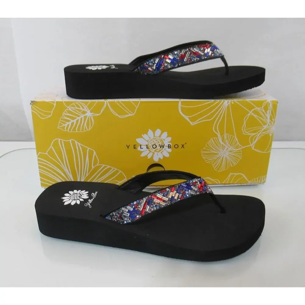 Yellow Box Size 8 Jazel Flip Flops Thong Sandals Comfort Multi - Picture 5 of 5